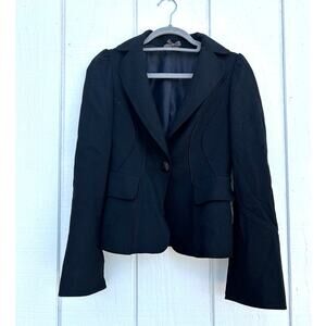 O'2nd Tailored Blazer With Slightly Flared‎ Arms, One Button, Black Size 6